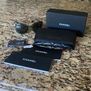 Authentic Chanel green pearl sunglasses